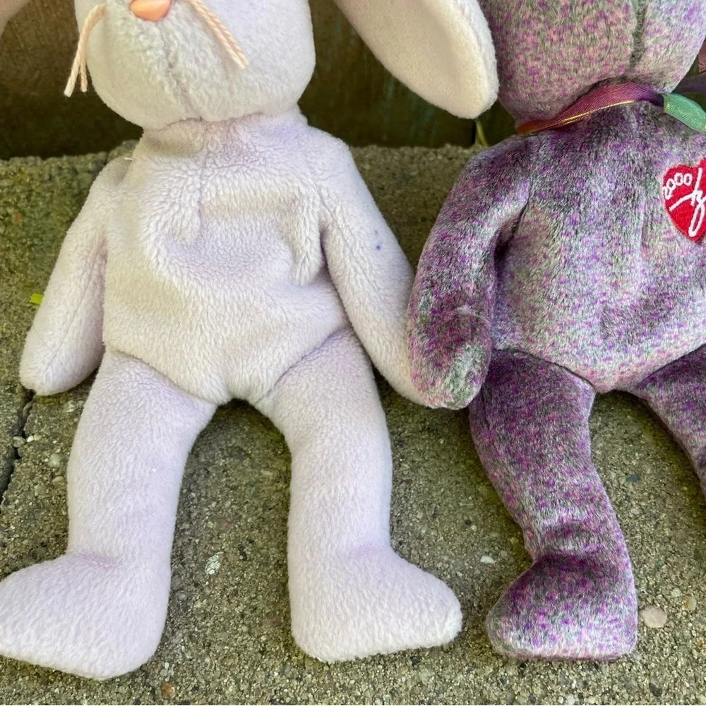 TY Floppity and 2000 Signature Beanie‎ Baby Plush Bunny and Bear Set